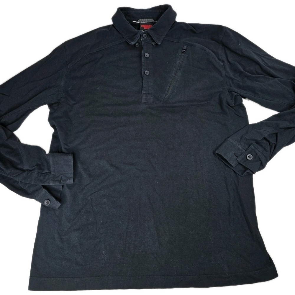 MASSIF Pilot‎ Rock Polo Shirt Size Reg M Medium Dark Navy Military Zip Pocket